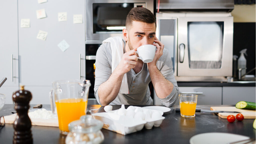 healthy daily routine including stretching journaling and hydration in the morning