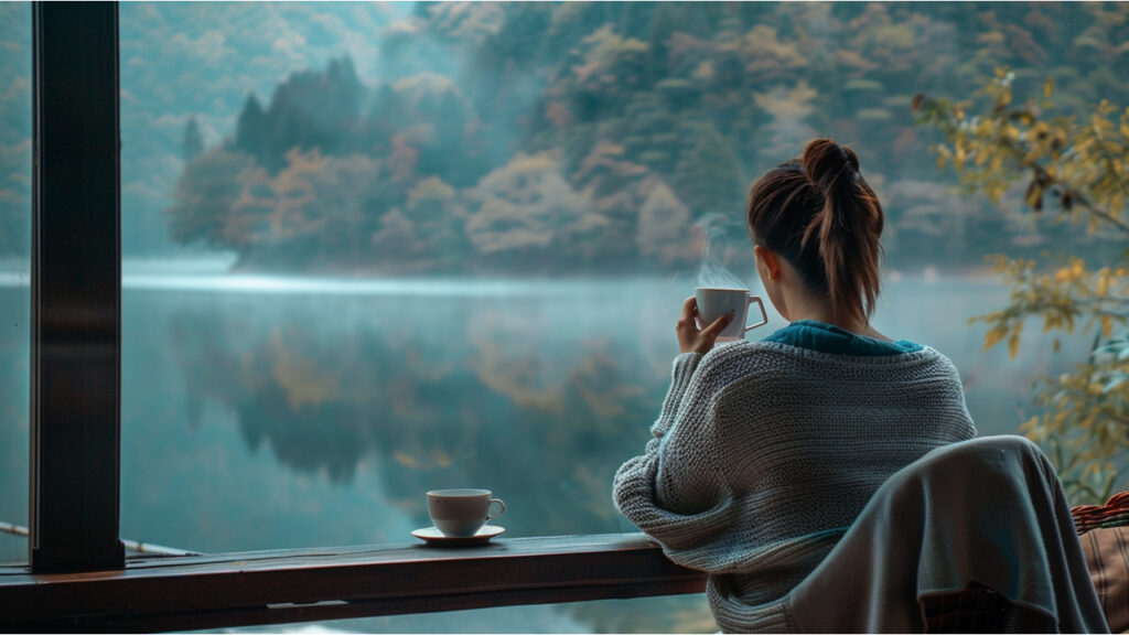 person practicing quiet living with peaceful routine and no digital noise