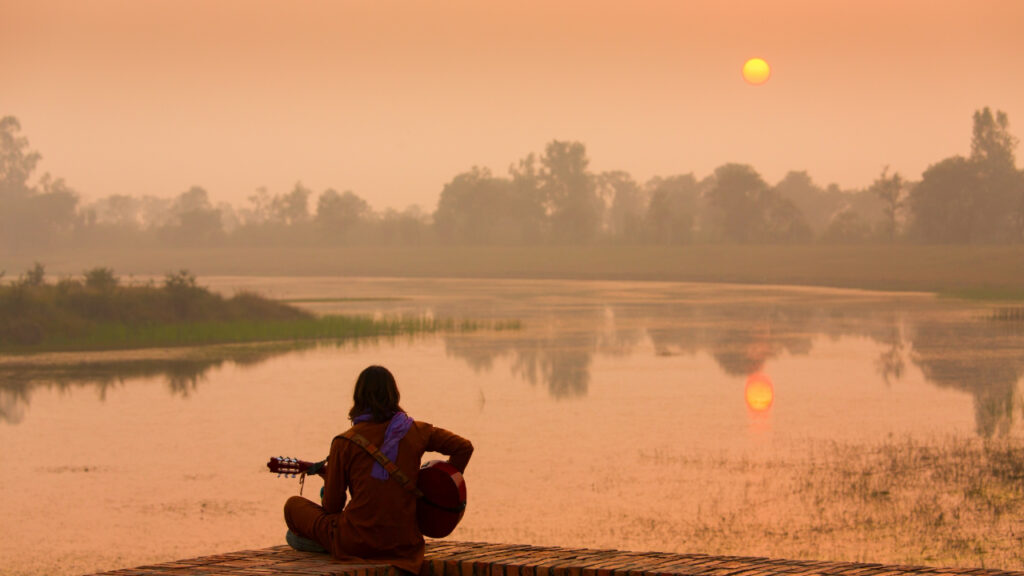 person practicing calm morning routine to reduce stress
